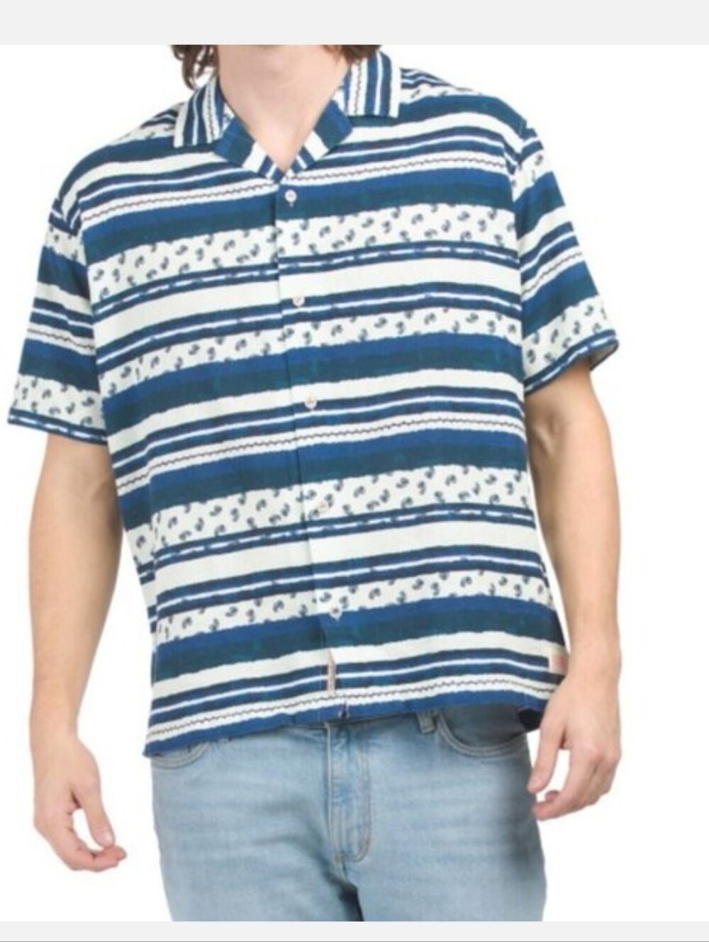 NWT Scotch & Soda Blue Paisley Print Organic Cotton Waffle Button Down Shirt